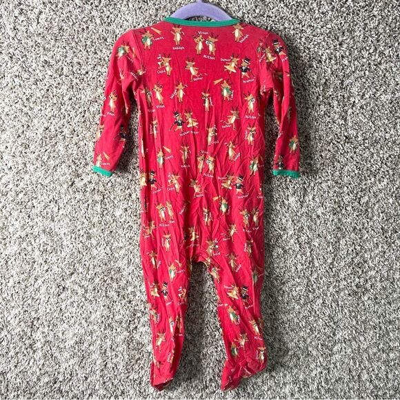 Magnetic Me Pajamas Baby 6-9M Red Reindeer Print Footie Onesie - Picture 5 of 6